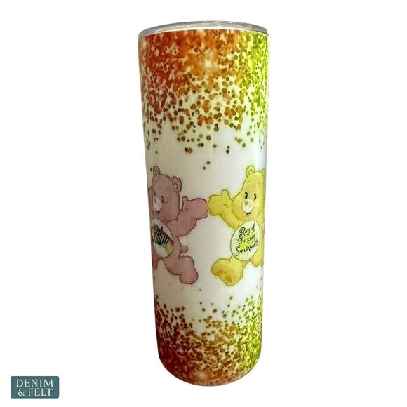 Swear Bear Glitter Care Bear 20oz Skinny Stainless Steel Insulated Tumbler NEW - Picture 5 of 10